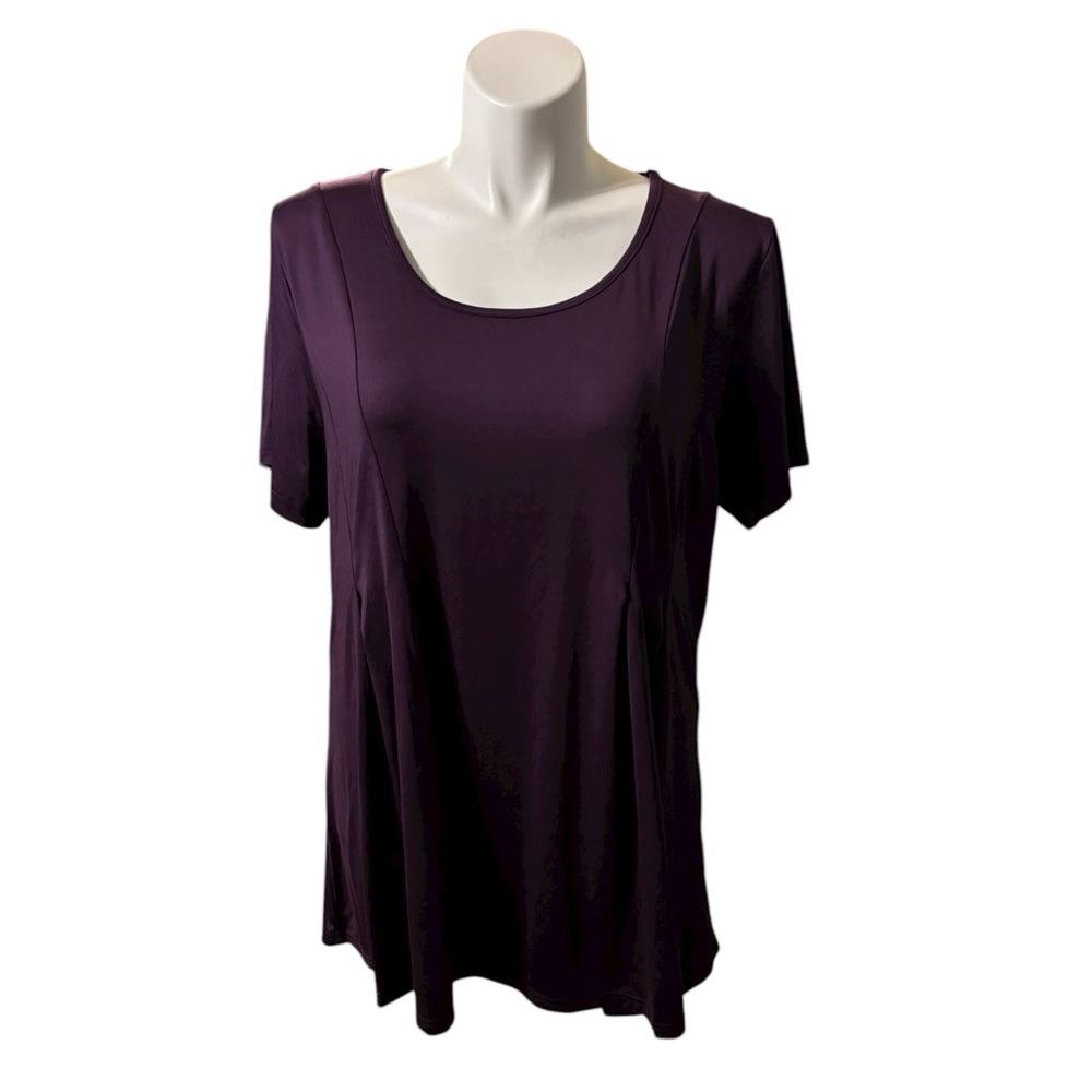 Azalea 3X Purple Shirt Blouse Plus Size Women's Top Swing Career Sort Sleeve NWT - Picture 8 of 8